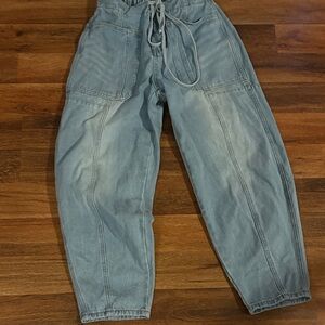 Casual Light Blue Barrel Jeans